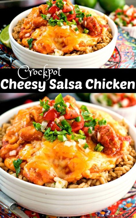 Cheesy Salsa Chicken, Crockpot Salsa Chicken, Crockpot Salsa, Salsa Chicken Crockpot, Slow Cooker Salsa Chicken, Slow Cooker Salsa, Best Crockpot Recipes, Crockpot Dinners, Chicken Crockpot