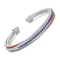 American Flag Bracelet, Blue Bracelets, Clear Crystal Bracelet, Patriotic Bracelet, Flag Bracelet, Black Gift Bags, Patriotic Earrings, White Bracelet, Christmas Bracelet