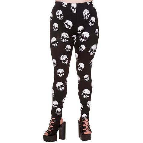 Plus Women's Banned Apparel Rockabilly Skull All Over Black Leggings (£31) ❤ liked on Polyvore featuring pants, leggings, skull leggings, wide-leg trousers, skull print leggings, skull pants and legging pants Health Goth Outfits, Grunge Punk Outfits, Goth Alternative Fashion, Happy Skull, Skull Pants, Health Goth, Skull Leggings, Steel Boned Corsets, Rockabilly Dress