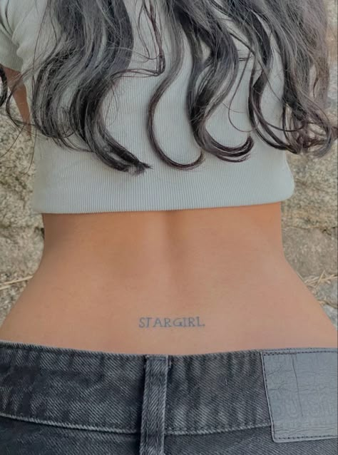 Stargirl Tattoo Lower Back, That Girl Tattoo, Joe Star Birthmark Tattoo, Stargirl Tattoo The Weeknd, It Girl Tattoo, Ideas Tatuajes Mujer, Trampstamp Tattoo Aesthetic, Lucky You Tattoo, Good Girl Tattoo