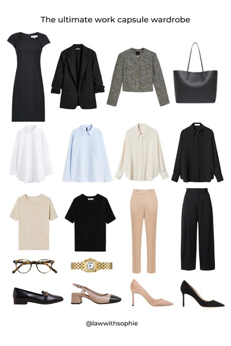 Classic workwear items for the ultimate capsule wardrobe Work Capsule Wardrobe, Tweed Boucle Jacket, Corporate Wardrobe, French Capsule Wardrobe, Ultimate Capsule Wardrobe, Workwear Capsule, Capsule Wardrobe Checklist, Work Capsule, Classic Workwear