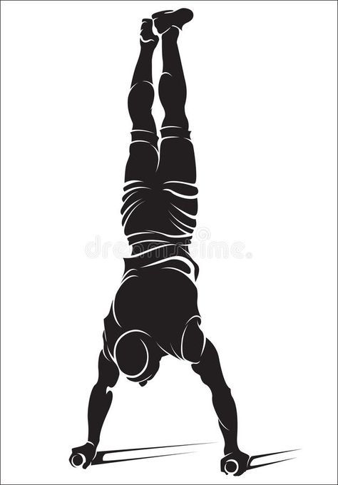 Sporty man doing street workout exercise. Handstand stock illustration Workout Art Illustration, Handstand Drawing, Active Illustration, Gym Logo Design, Hip Hop Wallpaper, Gym Logo, Insta Icon, Street Workout, Gym Design