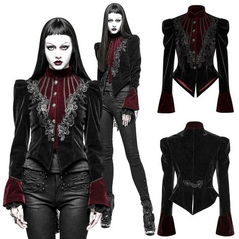 Punk Rave Fleur De Lys Jacket Punk Rave Fleur De Lys Jacket [Y-769] - £84.99 : Angel Clothing | Gothic and Steampunk Clothing Short Jacket Pattern, Dress Jackets For Women, Victorian Jacket, Velvet Jackets, Red Velvet Jacket, Lolita Outfit, Gothic Mode, Gothic Jackets, Red Gothic