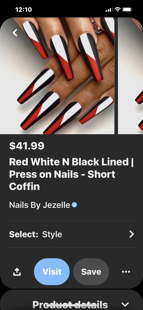 Red Nails With Black French Tip, Leopard And Red Nails, Black Red And White Nails, Black White And Red Nails, Red White And Black Nails, Georgia Nails, Red Black And White Nails, Nail Party, Black And White Nail Designs