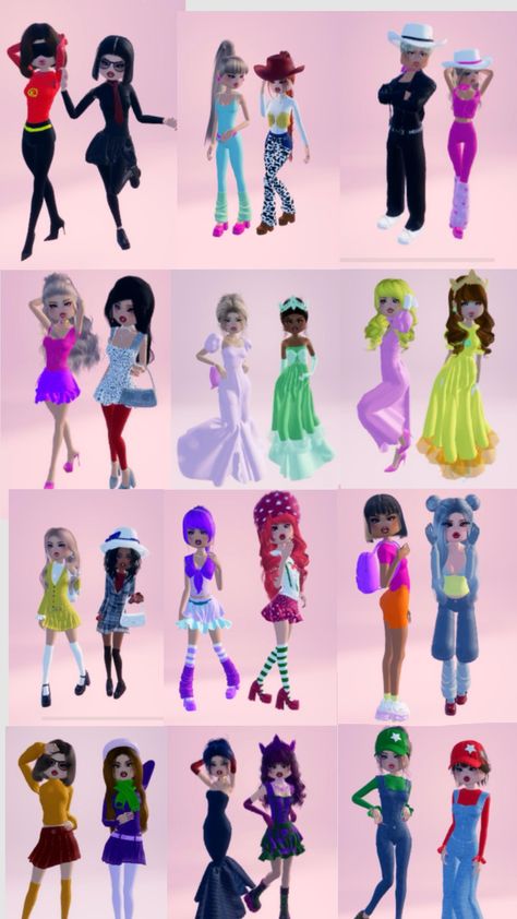 Cute dti duo ideas 🎀 Dti Roblox Duo Fits, Dti Twins Outfits Ideas, Duo Dti Outfit Ideas, Dti Duo Outfits Ideas, Duo Dti Ideas, Dynamic Duo Ideas, Dti Duos Outfit, Twins Dress To Impress, Duos Dress To Impress