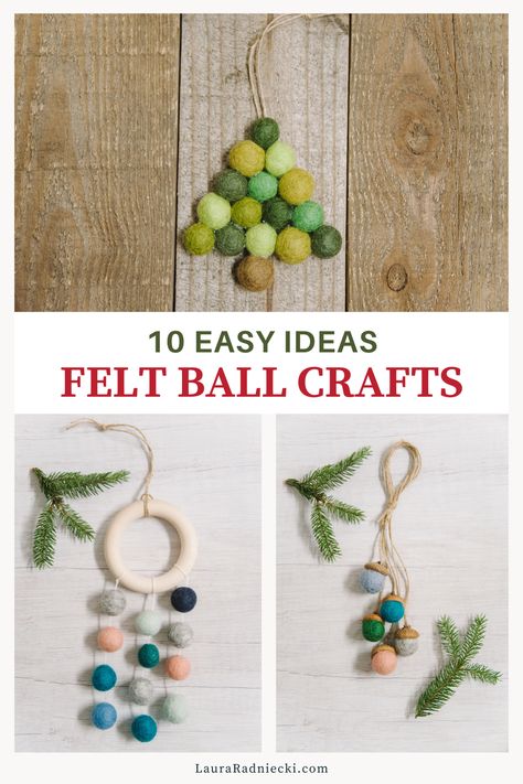 Here is a list of 10 easy felt ball craft ideas that are perfect if you are looking for DIY felt ball crafts to do. Felt Balls Crafts, Wool Pom Pom Crafts, Felt Ball Crafts Diy Projects, Felt Ball Ornaments Diy, Felt Wool Ball Crafts, Felt Ball Ornaments, Christmas Wool Crafts, Felt Ball Christmas Ornaments, Felted Wool Balls Crafts