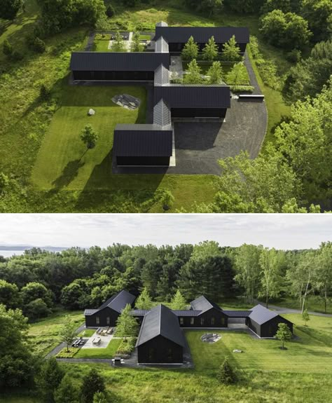 Separate Living Areas Of This Home Are Connected By A Central Hallway Compound Home, 2 Connected Houses, Building On Land, Best Friend Houses Connected, Modern Farm Architecture, Two Homes Connected, Two Connected Houses, Farm Compound, Cabin Compound