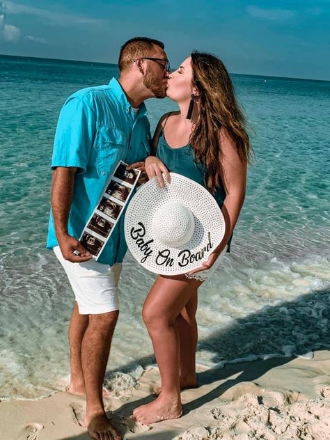 #baby #babyannouncement #beach #babyonboard #sonogram #florida Cruise Baby Announcement, Beach Pregnancy Announcement With Kids, Cruise Pregnancy Announcement, Hawaii Baby Announcement, Gender Reveal Beach Ideas, Beach Pregnancy Announcement Baby 2, Beach Gender Reveal Ideas, Gender Reveal Beach, Pregnancy Announcement Summer