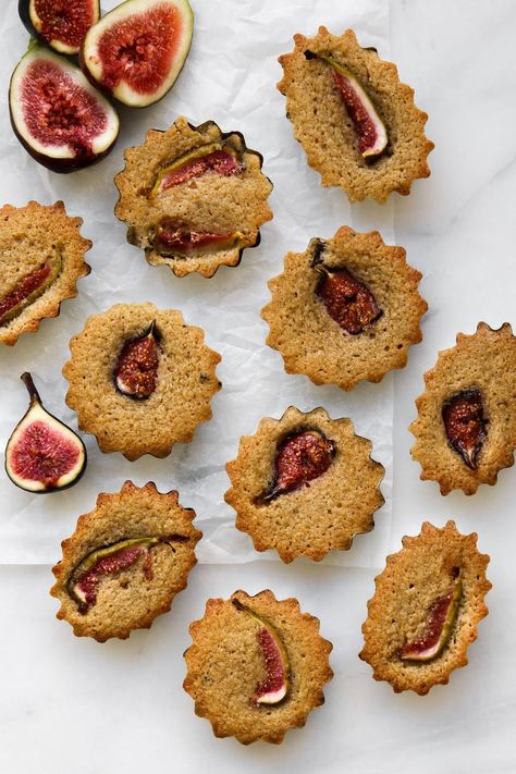 Roasted Fig and Aniseed Financiers | Constellation Inspiration Financier Recipe, French Appetizers, Roasted Figs, Baking Journal, Fig Recipes, Mini Tart, Savoury Baking, Little Cakes, Moist Cakes