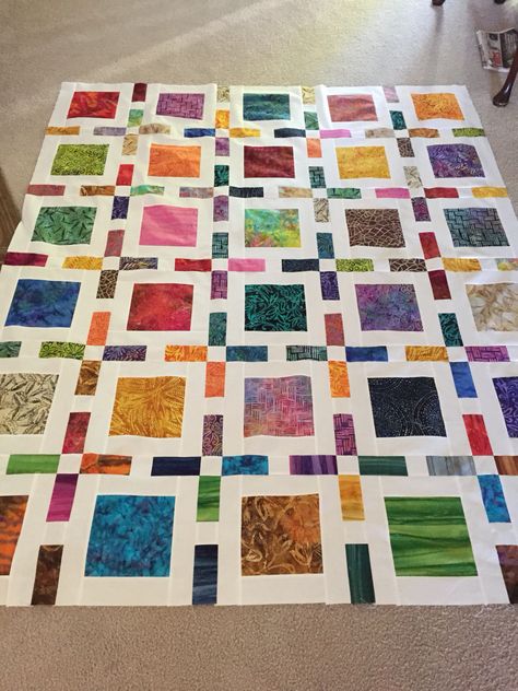 sewingmachinesplusdotcom: “  Framed quilt by Camille Roskelley done in batiks. ” Lattice Quilt, Charm Pack Quilts, Cake Quilt, Layer Cake Quilts, Quilt Modernen, Charm Quilt, Batik Quilts, Scrap Quilt Patterns, Picture Quilts