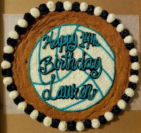 Volleyball Cookie Cake, Volleyball Cookies, Cookie Cake Designs, Cookie Decorations, Cookie Cakes, Giant Cookie, Baking Party, Cake Inspo, Birthday Stuff