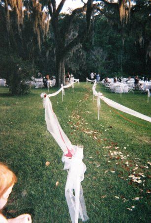 simple and elegant backyard wedding walkway ideas Cheap Backyard Wedding, Wedding Walkway, Elegant Backyard Wedding, Wedding Reception Entrance, Romantic Backyard, Backyard Wedding Decorations, Backyard Wedding Lighting, Reception Entrance, Wedding Isles