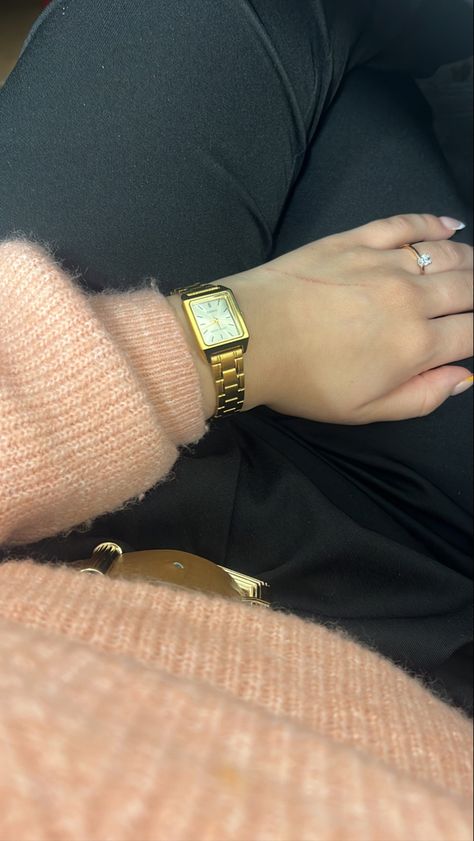 Pink sweater brown belt gold buckle casio watch Gold Casio Watch, Casio Gold Watch, Belt Gold Buckle, Watch Women's, Brown Leather Watch, Watches Women Leather, Belt Gold, Sweater Brown, Brown Belt