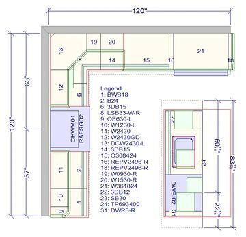 10x10 Kitchen Cabinet Package - L Shaped w/ Island Kitchen Design 10x10 Kitchen Layout, L Shaped Kitchen With Island Layout, Kitchen Layout Design, Kitchens 2024, Kitchen With Island Layout, L Shape Kitchen Layout, Plywood Shelving, Blue Shaker Cabinets, G Shaped Kitchen