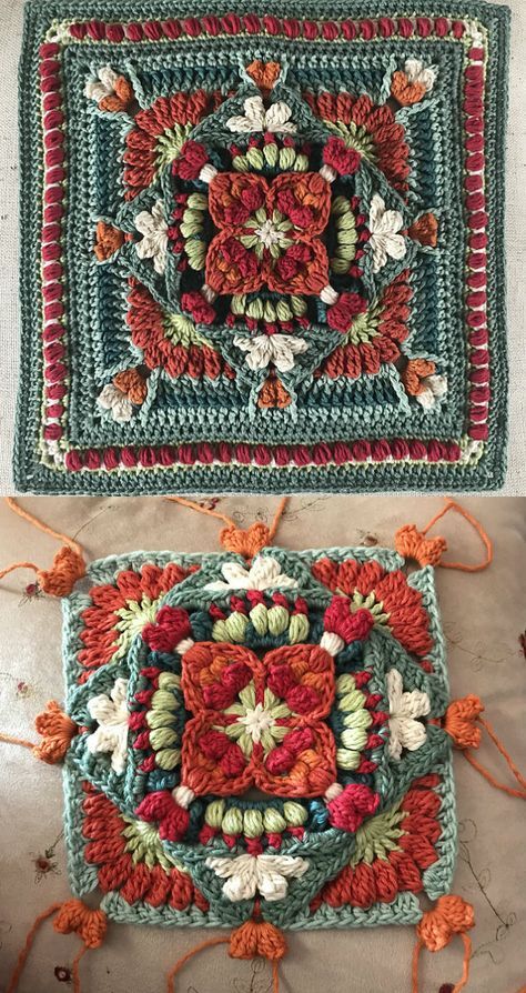 Motifs Granny Square, Crochet Squares Afghan, Crochet Cozy, Crochet Pillow Pattern, Crochet Mandala Pattern, Baby Frock, Crochet Dresses, Kids Projects, Haken Baby