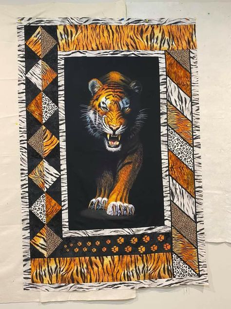 Tiger Quilt, Quilting Panels, Animal Print Quilt, Themed Quilts, Victorian Quilts, Quilt Panels, Charity Quilts, Panel Ideas, Panel Quilt Patterns