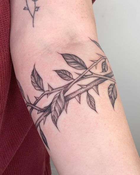 Willow Harrah Tattoo on Instagram: “Drawn on vines and thorns wrapped around Jenn’s arm, thank you💚 Studio: @singletontattoo • #dallastattooartist #dallastattoos…” Briar Tattoo, Tattoos Around Arm, Thorns Tattoo, Arm Wrap Tattoo, Wrap Around Wrist Tattoos, Thorn Tattoo, Around Arm Tattoo, Wrap Around Tattoo, Wrap Tattoo