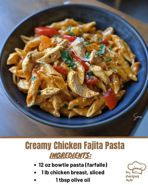 Creamy Chicken Fajita Pasta Fajita Pasta, Cheeseburger Meatloaf, Baked Meatloaf, Chicken Fajita Pasta, Mexican Casserole Recipe, Chicken Parmesan Pasta, Chicken Pasta Bake, Chicken Fajita, Garlic Parmesan Chicken