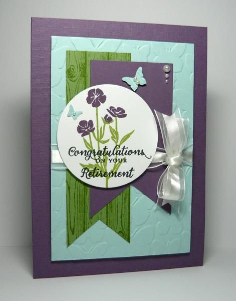 CC539 Wild About Retirement by dahlia19 - Cards and Paper Crafts at Splitcoaststampers Retirement Cards Handmade, Congratulations On Your Retirement, Dragonfly Cards, Flowers Cards, Retirement Cards, Color Challenge, Stamping Ideas, Flower Stamp, Cards Ideas