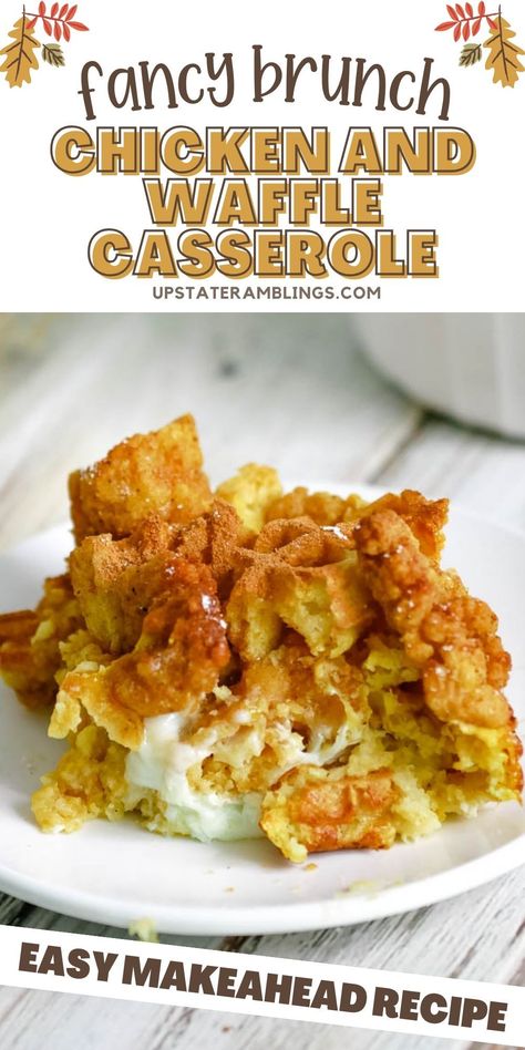 Chicken and Waffle Casserole Chicken And Waffle Sliders Brunch, Chicken And Waffles For A Crowd, Chicken And Waffle Casserole Easy, Chicken Waffles Brunch, Chicken Breast Breakfast Ideas, Chicken And Waffles Casserole, Chicken And Waffle Casserole, Chicken And Waffles Brunch, Waffle Casserole