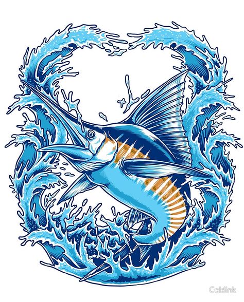 Blue Marlin Logo Design, Marlin Drawing, Marlin Tattoo, Fish Digital Art, Blue Marlin Fish, Acrylic Poster, Marlin Fishing, Marlin Fish, Beachy Art