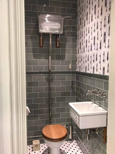 Thomas Crapper Cloakroom, Thomas Crapper Bathroom, Thomas Crapper Toilet, Funky Toilet, Understairs Toilet, Thomas Crapper, Small Toilet Design, Downstairs Wc, Victorian Toilet