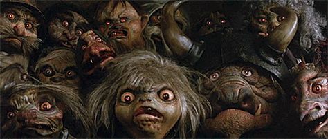 The scenes with the goblins in Labyrinth . Labyrinth Goblins, Jim Henson Labyrinth, Labyrinth 1986, Labyrinth Movie, Brian Froud, Goblin King, The Dark Crystal, Jennifer Connelly, Fantasy Movies