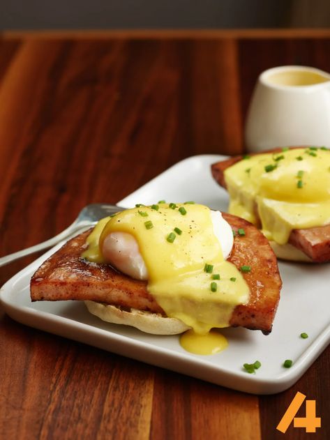 Steak Benedict, Salmon With Hollandaise Sauce, Eggs Benedict With Asparagus, Homemade Eggs Benedict Hollandaise Sauce, Holindaise Sauce Recipe Egg Benedict, Turkey Ham, Ham Steaks, Hollandaise Sauce, Steak And Eggs