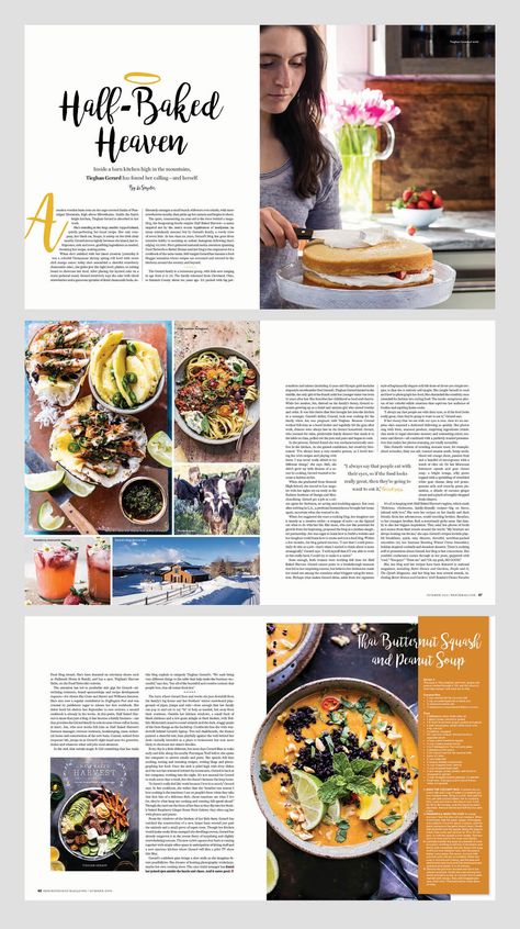 Breckenridge Magazine food feature layout design by shelleylai.com Magazine Layout Design Food, Advertorial Design Layout, Food Magazine Layout Design, Food Magazine Layout, Handmade Magazine, Magazine Page Layouts, Layout Magazine, Magazine Layout Inspiration, Magazine Design Inspiration