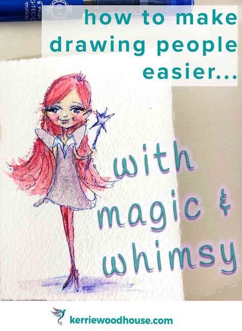 How To Draw Whimsical Faces, Whimsy Art Ideas, Whimsical Art Illustrations, How To Draw Figures, Draw A Fairy, Whimsical Art Drawings, Draw Figures, Watercolour For Beginners, Make Drawing