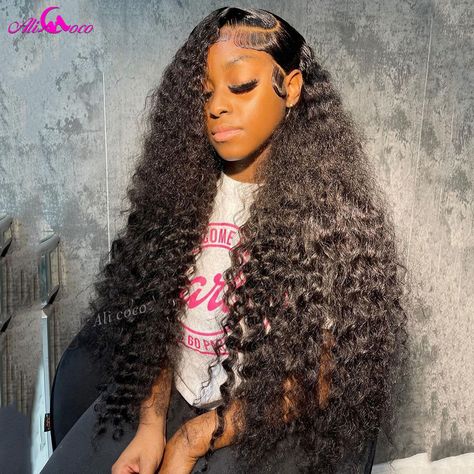 Ali Coco 36 38 Inch 250 Density Deep Wave Wig 13x4 13x6 Transparent Lace Front Human Hair Wigs Pre Wet And Wavy Hair, Glamour Hair, Frontal Wig Hairstyles, Hd Lace Frontal, Frontal Hairstyles, Deep Wave Hairstyles, Lace Front Human Hair Wigs, Curly Lace Front Wigs, Hot Hair Styles