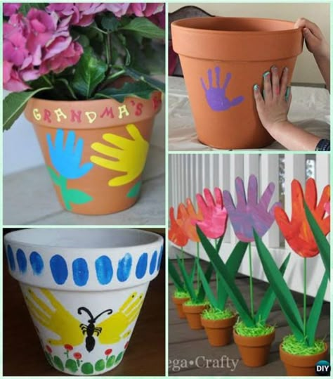 Handprint Flower, Mothers Day Flower Pot, Easy Mother's Day Crafts, Diy Mother's Day Crafts, Handprint Gifts, Mother's Day Projects, Diy Mother's Day, Craft Gift Ideas, Flower Pot Crafts