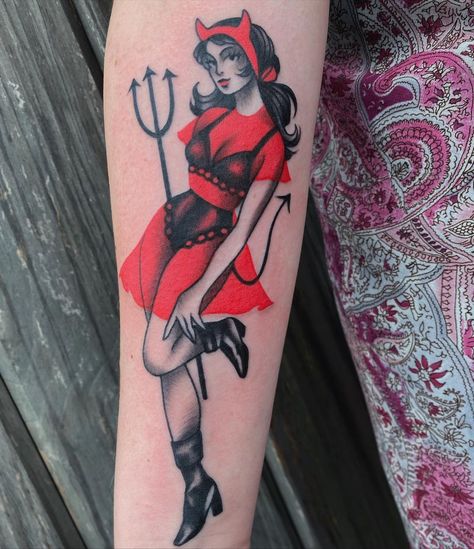 Unique Pinup Tattoo, Tattooed Pinup Tattoo, Nun Pinup Tattoo, Pinup Lady Tattoo, Vampire Pinup Tattoo, Neo Traditional Pinup Tattoo, Trad Pinup Tattoo, Plus Size Pin Up Tattoo, Witch Pinup Tattoo