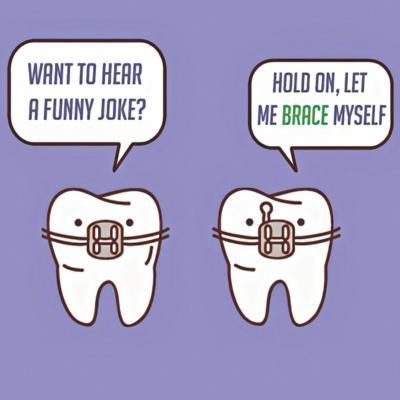 Orthodontic Bulletin Board Ideas, Orthodontist Humor, Dental Comics, Dental Sayings, Orthodontic Humor, Braces Humor, Orthodontics Marketing, Dental Poster, Teeth Humor