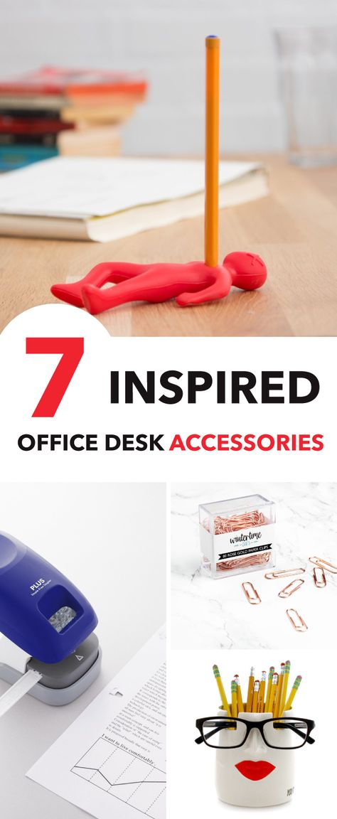 Office desk accessories: bring your work space to life with these inspired office accessories ideas. Desktop Gadgets Desk Accessories, Unique Office Supplies, Office Desk Accessories, Something Creative, Rose Gold Paper, Office Life, Functional Desk, Desk Accessories Office, Office Workspace