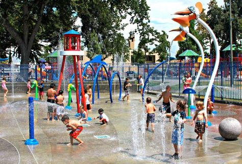 Campground Activities, Water Park Ideas, Kids Garden Toys, Backyard Water Parks, Modern Playground, Ski Park, Kids Sprinkler, Spray Park, Water Theme Park