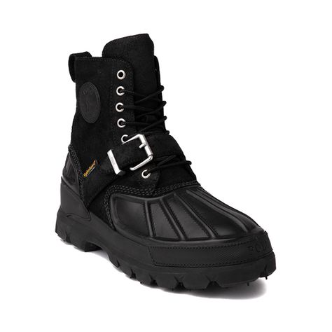 Take on the season with the luxurious style of the new Oslo Boot by Polo Ralph Lauren! This stylish boot is crafted with tumbled leather and waxed suede and features a HydroGuard® waterproof lining and lug sole for traction. Polo Boots Men, Polo Boots, Ralph Lauren Boots, Rugged Boots, Sporty Sneakers, Boots Sneakers, Stylish Boots, Classic American, Ralph Lauren Polo