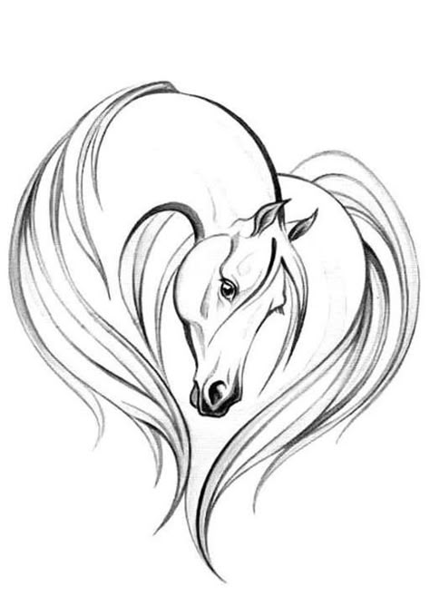 . Easy Horse Drawing, Horse Head Drawing, فن الرسم بالمسامير, Horse Tattoo Design, Horse Heart, Horse Tattoo, Horse Drawing, Horse Drawings, Equine Art