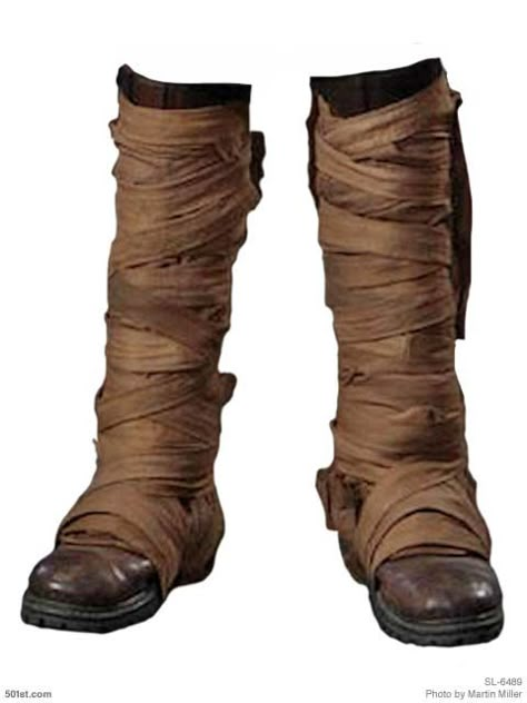 Wrapped boots Fantasy Boots, Boot Wraps, Post Apocalyptic Costume, Post Apocalyptic Fashion, Coffee Stain, Apocalyptic Fashion, Wrap Boots, Larp Costume, Fantasy Costumes