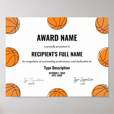 Basketball Awards, Award Poster, Printable Sports, Award Names, Award Ideas, Sports Awards, Basketball, Created By, Stars