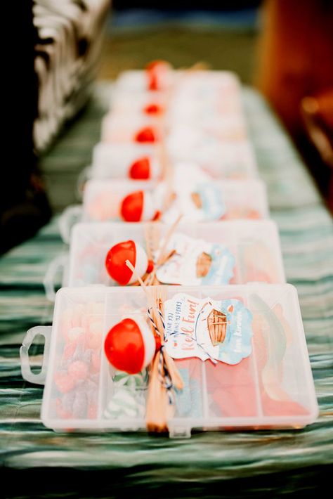 Fishing Party Favors Camping Fishing Birthday Party, Fishing Theme Party Favors, Fishing Birthday Party Games, Fishing Party Favors, Gone Fishing Party, Fishing Theme Party, Fishing Birthday Party, Fishing Party, 9th Birthday Parties