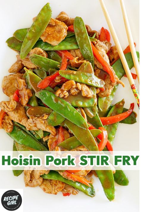 Carrots Recipes, Hoisin Pork, Pork Stir Fry Recipes, Snow Pea, Asian Recipe, Fry Chicken, Dinner Decor, Pork Stir Fry, Stir Fry Recipe