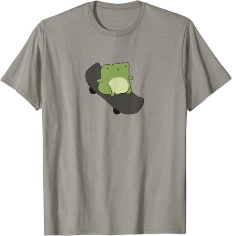 Y2k Shirts Png, Frog On Skateboard, Aesthetic Frog, Kawaii Cottagecore, Y2k Shirts, Frog T Shirt, Cute Shirt Designs, Cute Frog, Frog T Shirts