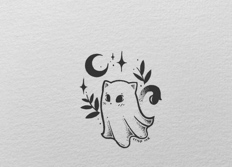 Ghost Tattoo, Spooky Tattoos, Cute Little Tattoos, Halloween Tattoo, Cute Tiny Tattoos, Tattoo Style Drawings, Halloween Tattoos, Cute Doodles Drawings, Mini Drawings