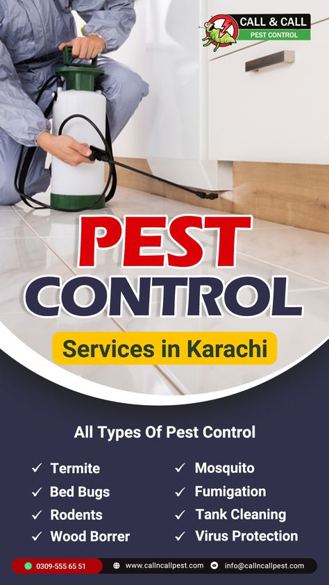 From insect control to rodent and virus protection management, we have the expertise and tools to provide safe and effective pest control services. Contact us today to schedule an inspection. 📌For more information, please contact us. 📞03095556551 📞02135894377 📍Website:- https://callncallpest.com #fumigationservices #controltreatment #trusttheprocess #protectyourhouse #cleanenvironment #pestcontrolservices Fumigation Services, Ant Infestation, Church Backgrounds, Bug Control, Insect Control, Pest Control Services, Cleaning Wood, Rodents, Pest Control