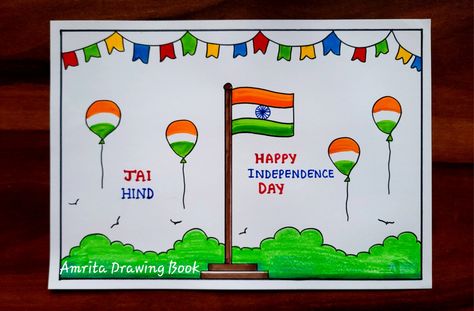 Video Tutorial uploaded on Amrita Drawing Book Channel. Subscribe to my Channel for more Creative Drawings and School Projects #independenceday #poster #drawing #howtodraw #amritadrawingbook #youtube Easy Drawing For Republic Day, Independence Day Drawing Ideas India, Happy Republic Day Drawing, Republic Day Drawing For Kids Easy, Amrit Mahotsav Drawing, Republic Day Drawing For Kids, Happy Independence Day Poster, Festive Drawings, Independence Day Poster Drawing