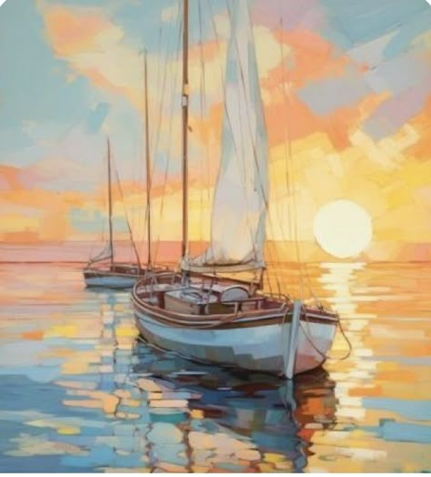 Watercolour Basics, Watercolor Boats, Painting Boats, Beach Art Painting, Boat Drawing, Sailboat Art, Boat Art, Boat Painting, Landscape Art Painting