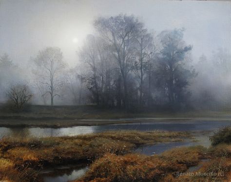 Renato Muccillo |Early November at Dawn. Oil on Linen. Renato Muccillo, John Wilson, Theme Nature, Landscape Artwork, Paintings I Love, The Fog, Plein Air Paintings, Landscape Artist, Oil Painting Landscape