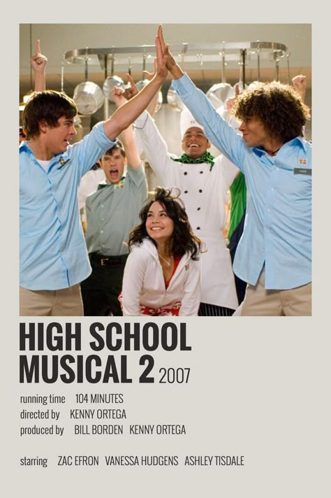 Minimalistic Polaroid Poster, Movie Polaroids, Zac Efron Vanessa Hudgens, Minimalist Polaroid Poster, Indie Movie Posters, Movie Posters Art, High School Musical 2, Minimalist Movie Posters, Movies Comedy