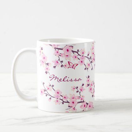 Painting Cups, Ceramics Painting, Floral Mugs, Monogram Coffee Mug, Hand Painted Clothing, Cherry Blossom Art, Diy Mugs, Sakura Cherry Blossom, Cup Art